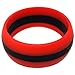 SAR - Safe Active Rings - 8MM Men or Ladies Flexible Red with Black Stripe Fire Man Silicon Rubber Wedding Band Ring