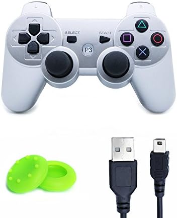 HECK DOG Premium Wireless Bluetooth Six Axis Dualshock Game Controller for PlayStation 3 PS3 (Silver)