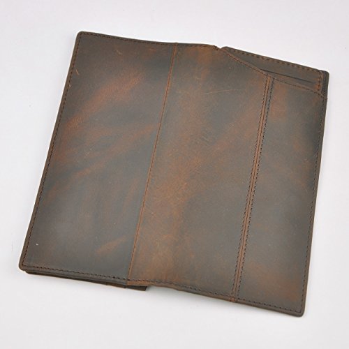 Le'aokuu Mens Genuine Leather Bifold Wallet Organizer Checkbook Card Case (Brown 3)