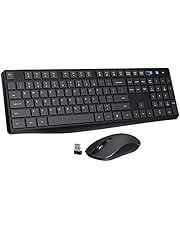 PONVIT PC230 Wireless Keyboard Mouse Combo, Energy Saving, Slim Quick 2.4GHz Cordless Full Size Computer Keyboard Silent & 3 Adjustable DPI USB Mouse Independent On/Off Switch for PC Laptop, Black