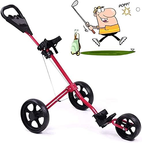 Golf Push Cart Golf Trolley, Lightweight Foldable Golf Cart 3 Wheel Golf Push Cart, with Adjustable Push Handle, Foot Brake, and Scorecard, ONE Second to Open Close (Color : Red) Golf Push Cart Golf Trolley, Lightweight Foldable Golf Cart 3 Wheel Golf Push Cart, with Adjustable Push Handle, Foot Brake, and Scorecard, ONE Second to Open Close (Color : Red)