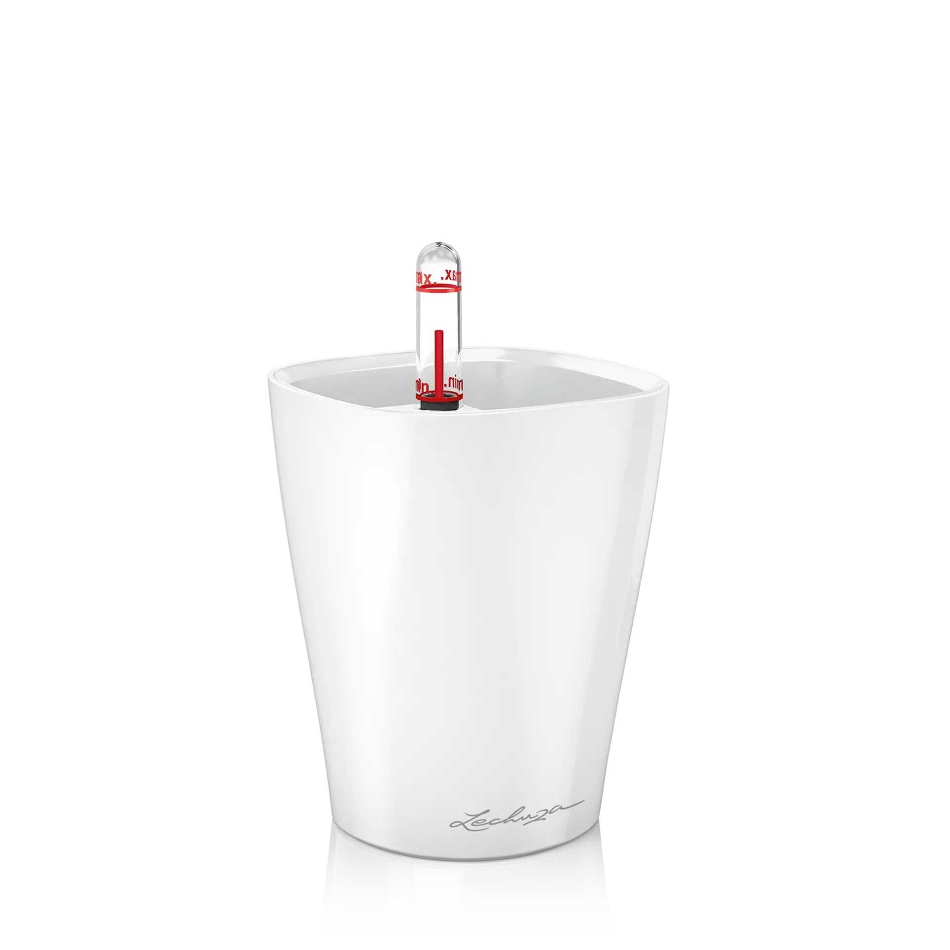 LECHUZA Self Watering Plant Pot MINI DELTINI Small Plastic Indoor Plant Pot without Drainage Hole D10 H13 cm White High-Gloss — image 1