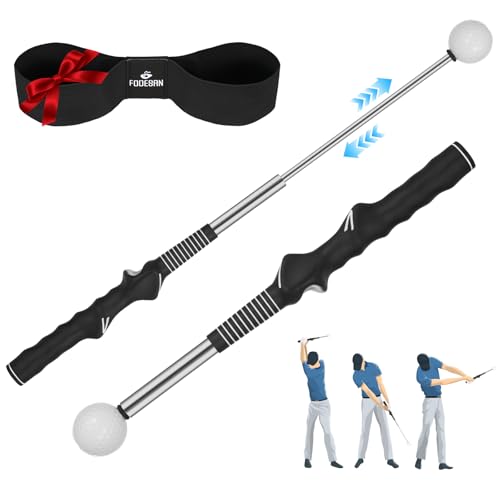 5-in-1 Retractable Golf Swing Trainer, Training Aid with Grip Trainer, Grip Correction for Beginners & Tempo Training for Advanced, Click Feedback, Arm Connection, Right/Left-Handed, Indoor/Outdoor