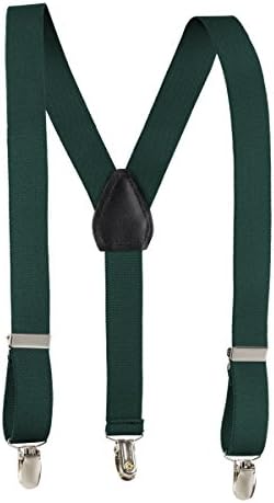 Fit Rite Kids and Baby Adjustable Elastic Solid Colors Unisex Children Suspenders (30 Inched (8yrs. - to 5 feet tall), Hunter Green)