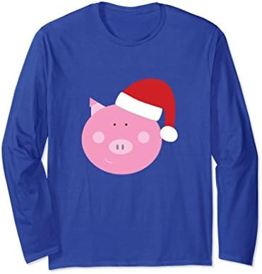Unisex Pig Santa Hat Christmas Holiday Farm Animal Shirt Large Royal Blue