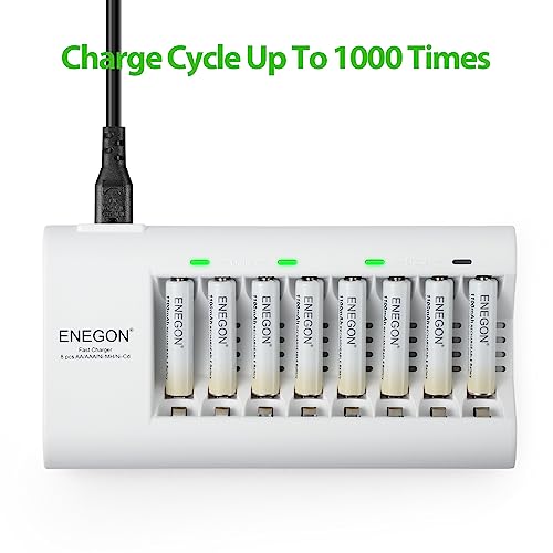 ENEGON AAA Rechargeable Batteries, 8-Pack Ni-MH 1.2V 1100mAh High Capacity, Low Self-Discharge Rechargeable AAA Batteries for Home & Office Devices