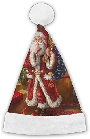 Merry Christmas Sneak Gifts Full Polyester Velvet Full Length Print Christmas Hat, Shiny Santa Claus Hat,party Supplies For Children And Adults
