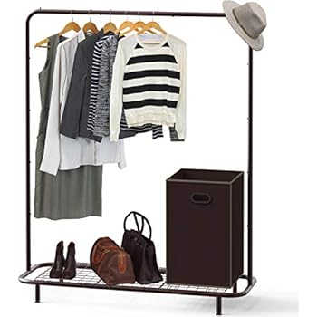 Dumee Metal Garment Rack Heavy Duty Indoor Bedroom Clothing Coat Racks Hanger With Top Rod And Lower Storage Shelf Clothes Rack With 2 Tier Shelves Bronze Mosulspace Org