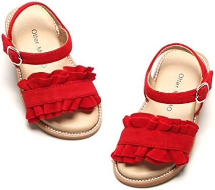 Otter MOMO Girls Sandals Open Toe Princess Flat Sandals with Ruffle Summer Sandals (Toddler/Little Kid)