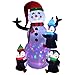 Kemper King 6 Foot Christmas Inflatables Snowman with Penguins, Airblown Inflatable Snowman with Red Hat/Branch Hands/Scarf, Lighted for Home Outdoor Yard Lawn Decoration