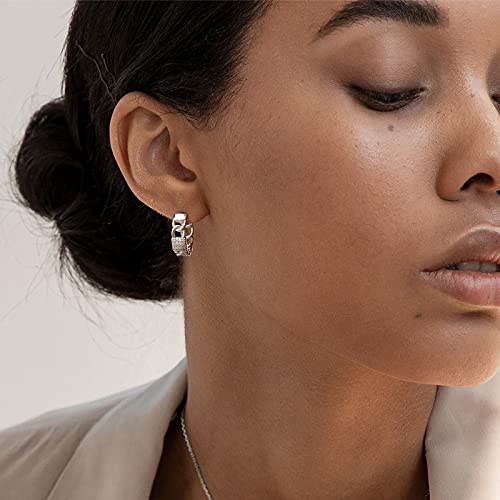 SWEETV Sterling Silver Earrings for Women Huggie Earrings Silver Hoop Earrings 20MM Hypoallergenic Piercing Cubic Zirconia Earring