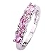 Psiroy Women's 925 Sterling Silver 1.5cttw Created Pink Topaz Filled 3 Stone Ring Size 7