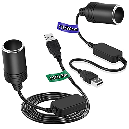 Suacopzar USB A Male 5V to 12V Car Cigarette Lighter Socket Female Power  Converter Cable for Car Charger, GPS Dashcam, Driving Recorder, Electronic  Dog 2 Pack (1ft/30cm + 10ft/3m) in Saudi Arabia |