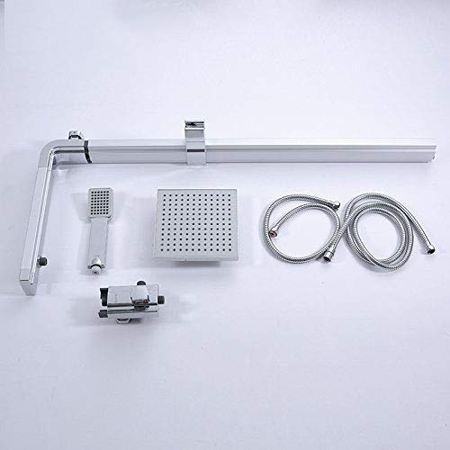Shower Set, Thermostatic Shower Column with Wall-Mounted Rainfall Shower, Hand held Shower, Chrome Finish