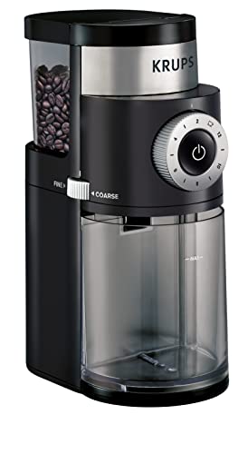 Photo 1 of KRUPS Precision Burr Coffee Grinder: 12 Settings, 8 oz Capacity for Drip, French Press, Espresso, Pour Over, Cold Brew - Stainless Steel, 110W, Auto-Stop, Easy Clean - Coffee Grinders for Home Use