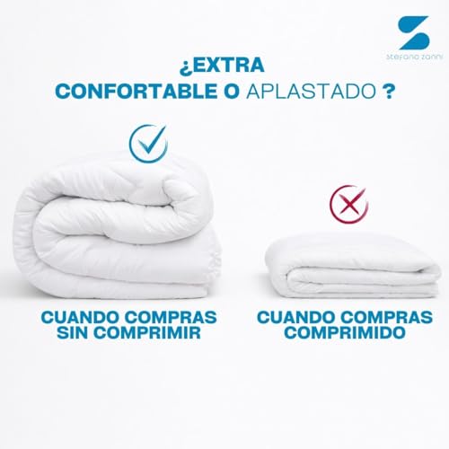 STEFANO ZANNI Cubre Colchón Tipo Colchoneta Microfibra Extra Confort - Extra Relleno 7 cm de Microgel y Down Alternative, Máxima Comodidad y Soporte, Hipoalergénico. King Size (200cm x 190cm)