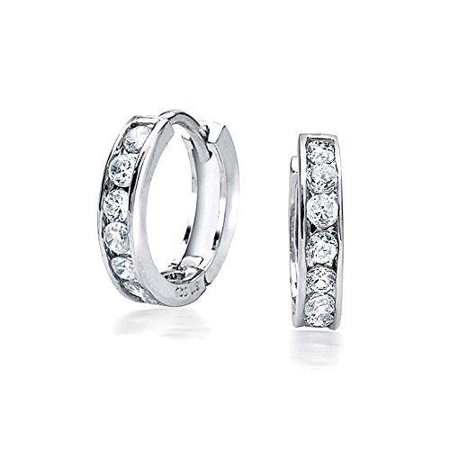 Delicate Tiny CZ Channel Set Kpop Huggie Hoop Earrings For Women For Teen Rose Gold Plated Sterling Silver More Colors