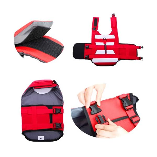 Fragralley High Visibility Dog Life Jacket Safety Vests for Swimming