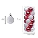 Teresa's Collections 24ct 40mm Traditional Red and White Shatterproof Christmas Ball Ornaments Decoration,Themed with Tree Skirt(Not Included)
