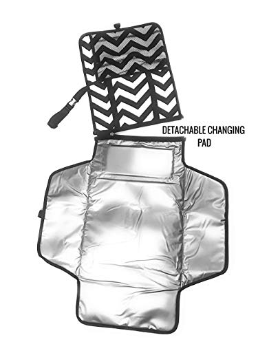 Portable Diaper Changing Pad by BabifulLove - Foldable Travel Changing Station Kit with Diaper & Wipes Pockets - Padded Head Cushion Waterproof & Wipeable