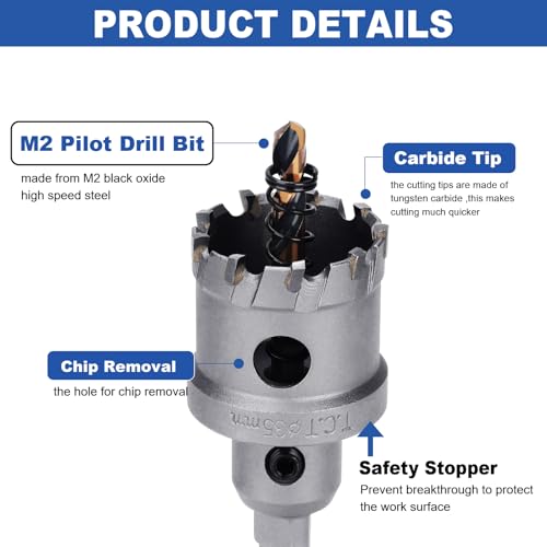 1-1/2" (38mm) Tungsten Carbide Tip Hole Saw,Hole Saw with M2 Pilot bits photo 9
