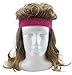 Mullet Wig 80s Vintage Rocker Long Blonde Brown Party Tennis Costume Pink Headband Included … (Brown)