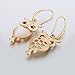 Cute Night Owl Opal Dangle Earrings For Women Girls Golden Plated