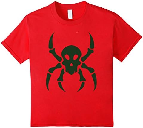 Green Spider Skeleton Design T-Shirt - Kids 10 - Red