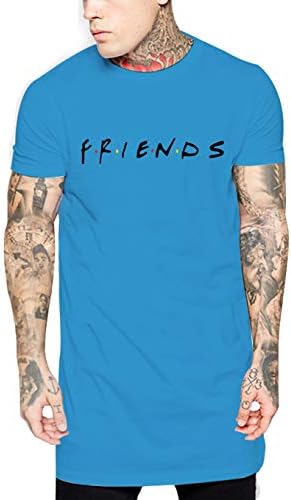YANWENFANG Friends Homies Printing Men T Shirt Graphics Longline Hip hop Basic Solid Color Tee
