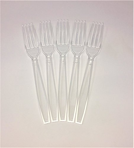 Fineline Settings 200-Piece Extra Heavy Cutlery Forks, Clear. 2x 100 Packs (Packaging Design May Vary)