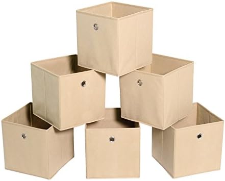 Storage Cubes with Single Chrome handle Set of 6 Foldable Nonwoven Collapsible Storage Bins for Shelf Closet or Underbed Nonwoven Storage Cubes for Clothes or Kids Toy Storage Unit