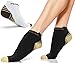 Physix Gear Short Compression Socks for Men & Women - Best Low Compression Socks Women & Men with Arch Support, Ideal for Running, Plantar Fasciitis comfort, and Swelling - Ankle, Brown/White, S/M