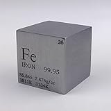 1 inch 25.4mm Pure Iron Metal Cube 128g 99.95% Engraved Periodic Table