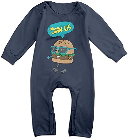 Cute Hamburger Join Us Romper,6-24 Month Toddler Onesie,infant Bodysuit Long Sleeve Navy 24 Months