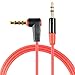 Conwork 2-Pack 3.5mm Audio Extension Cable Male to Male Auxiliary 4-Conductor to 3-Pole TRRS Stereo [Gold Plated Connectors] 90 Degree Right Angle Compatible for iPhone, iPad or Smartphones, 4ft -Red