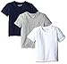 Burt's Bees Baby Boy's Short Sleeve Reverse Seam V Neck Under Shirts, Cloud/Heather Grey/Midnight, 2T
