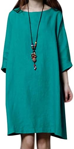 Hole Tide Women's Plain Side-Straps Cotton Linen Jumper Dress Green Size US 12