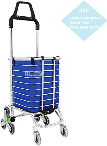 Meditool Swivel Folding Shopping Cart, Super-deluxe Utility Cart, 8 Wheels Heavy Duty Aluminum Convenient Waterproof Canvas Stair Climber Shopping Grocery Laundry Cart