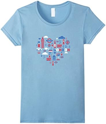 Womens I Love London UK T-shirt | Heart Shape Clothes Big Ben Tube Large Baby Blue