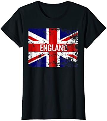 Womens Union Jack Distressed England British Flag T-Shirt XL Black