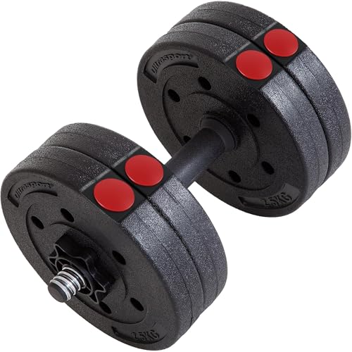 Ultrasport Dumbbell Set 10 kg I Dumbbell Set Adjustable Dumbbells Set I Dumbbell with 4 x 2.5 kg Weights and Spinlock Collars I Dumbbell for Strength Training Home
