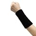Sunward Unisex 6 Inch Long Thick Cotton Wristband,sports Performance Wrist Band Sweatband Arm Band, Stretchy Wrist Support Protector (Black)