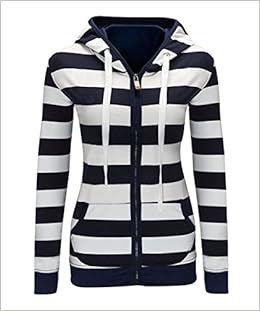 blue and white striped hoodie women's