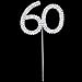 60th Anniversary Birthday Party Cake Topper with Rhinestone Silver