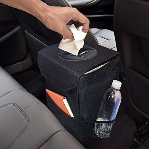 Fincy Palmoo Car Trash Can, Waterproof Odor Blocking Car Trash Bag with 3 Storage Pockets, Auto Litter Garbage Bag, Black