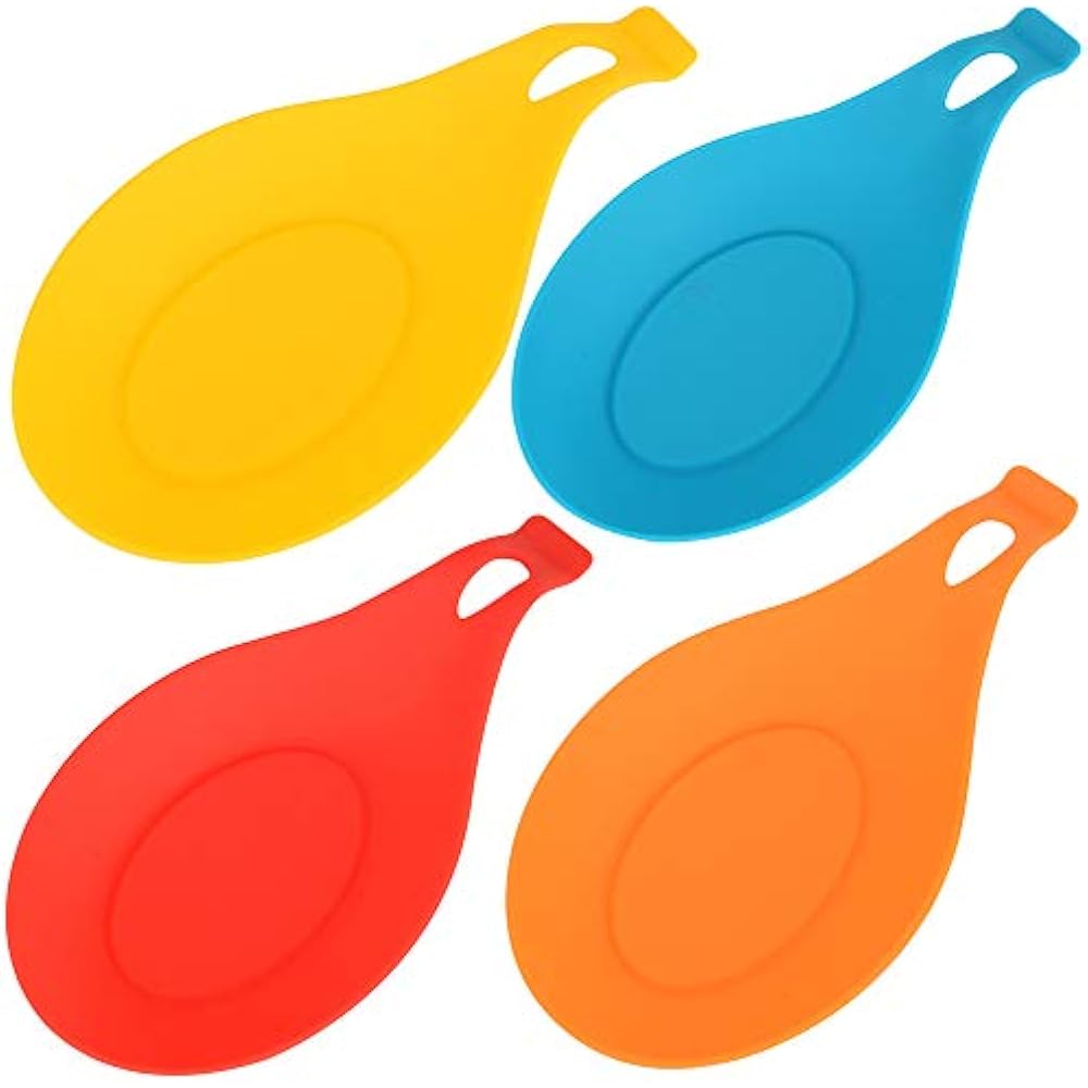 Kitchen Silicone Spoon Rest, Flexible SpoonShaped Holder, Cooking