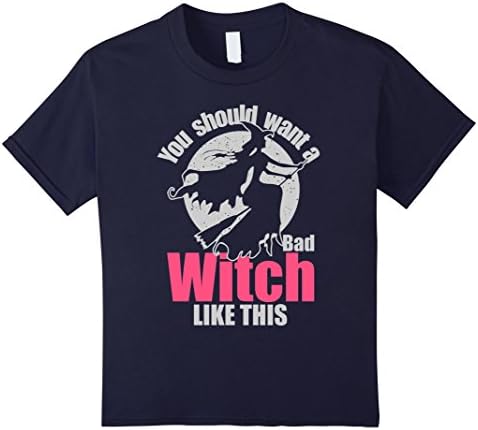Kids Bad Witch Like This T-Shirt. Halloween Party Costume 12 Navy