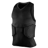 Zicac Men's Sports Shock Rash Guard Compression Padded Protective Shirt Soccer Basketball Training Vest