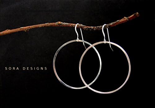 Large Silver Hoop earrings, simple Hoop everyday sterling silver earrings - hammered sterling silver hoops