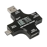 USB C Meter, DROK USB Type-C LCD Display Digital Multimeter Charging Monitor Tester Voltage Current Power Capacity Temperature Time Detector Panel Voltmeter 3.3-30V Ammeter 0-5.1A